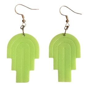 Lime Green‎ Geometric Handmade Resin Dangle Earrings PUNK Retro BOHO Pistachio